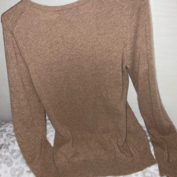 CASHMERE CLUB LUXURY PS tan sweater blouse crew neck long sleeve - Picture 8 of 9